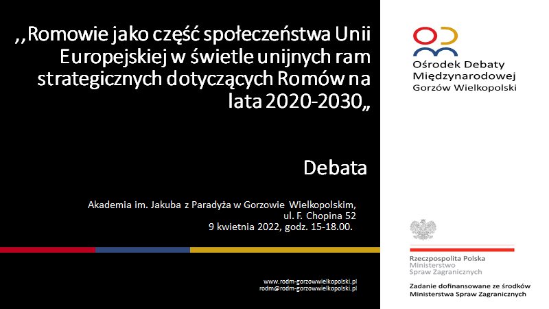 Debata: Romowie jako część społeczeństwa Unii Europejskiej w świetle unijnych ram strategicznych dotyczących Romów na lata 2020-2030